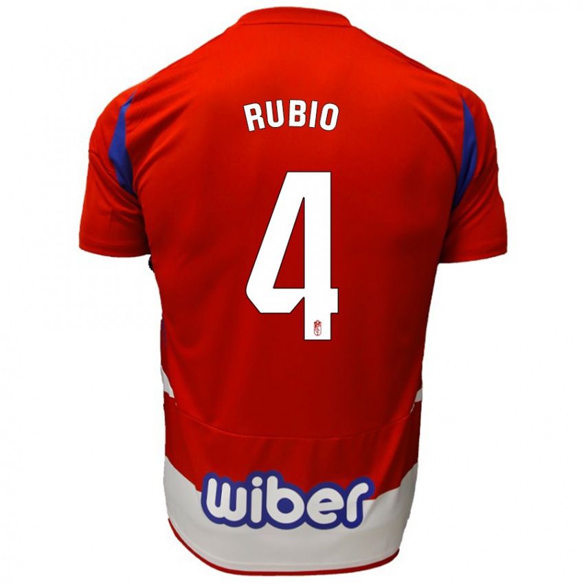 Niño Camiseta Miguel Rubio #4 Rojo Blanco Azul 1ª Equipación 2024/25 La Camisa Chile