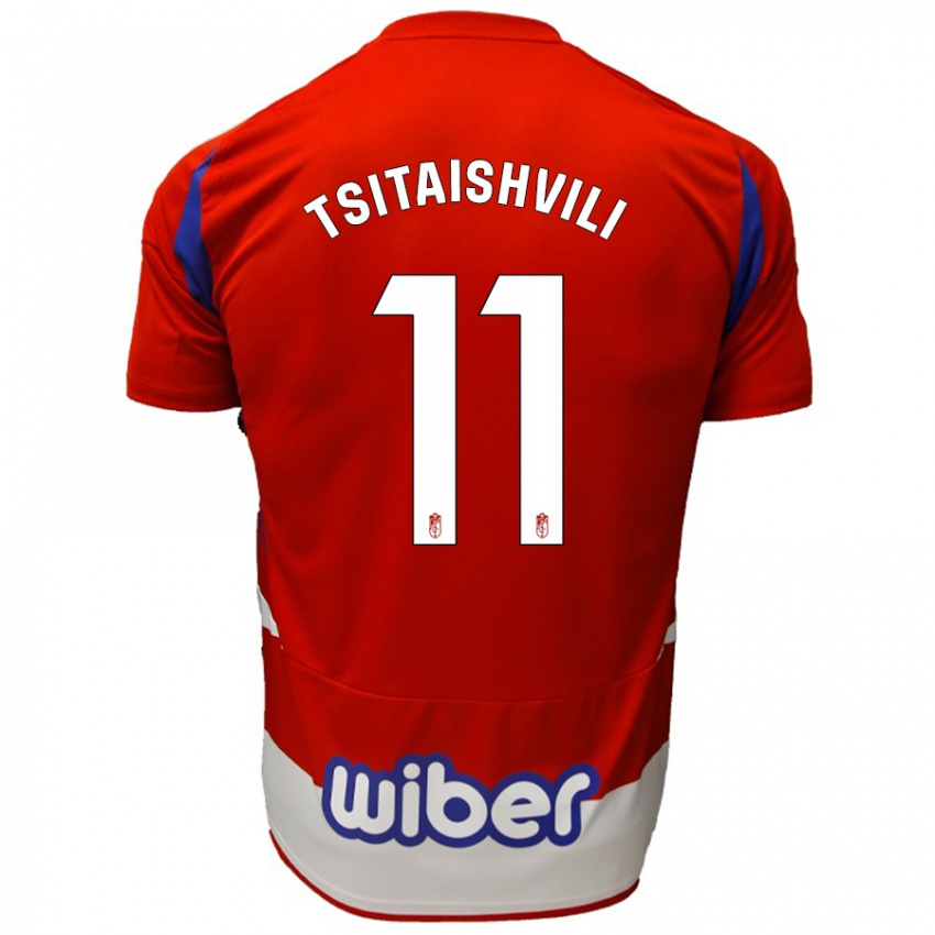 Niño Camiseta Georgiy Tsitaishvili #11 Rojo Blanco Azul 1ª Equipación 2024/25 La Camisa Chile