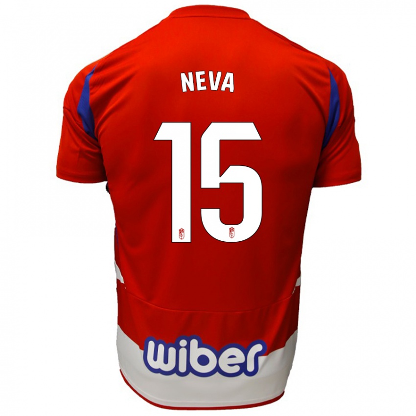 Niño Camiseta Carlos Neva #15 Rojo Blanco Azul 1ª Equipación 2024/25 La Camisa Chile