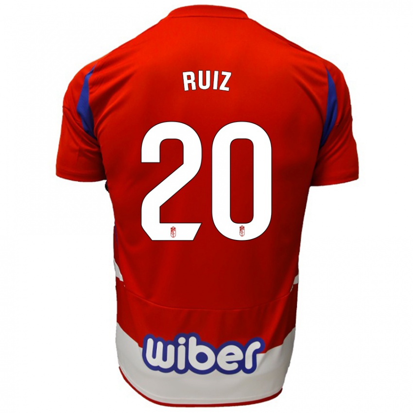 Niño Camiseta Sergio Ruiz #20 Rojo Blanco Azul 1ª Equipación 2024/25 La Camisa Chile