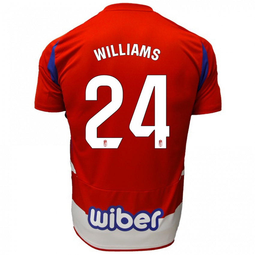 Niño Camiseta Loïc Williams #24 Rojo Blanco Azul 1ª Equipación 2024/25 La Camisa Chile