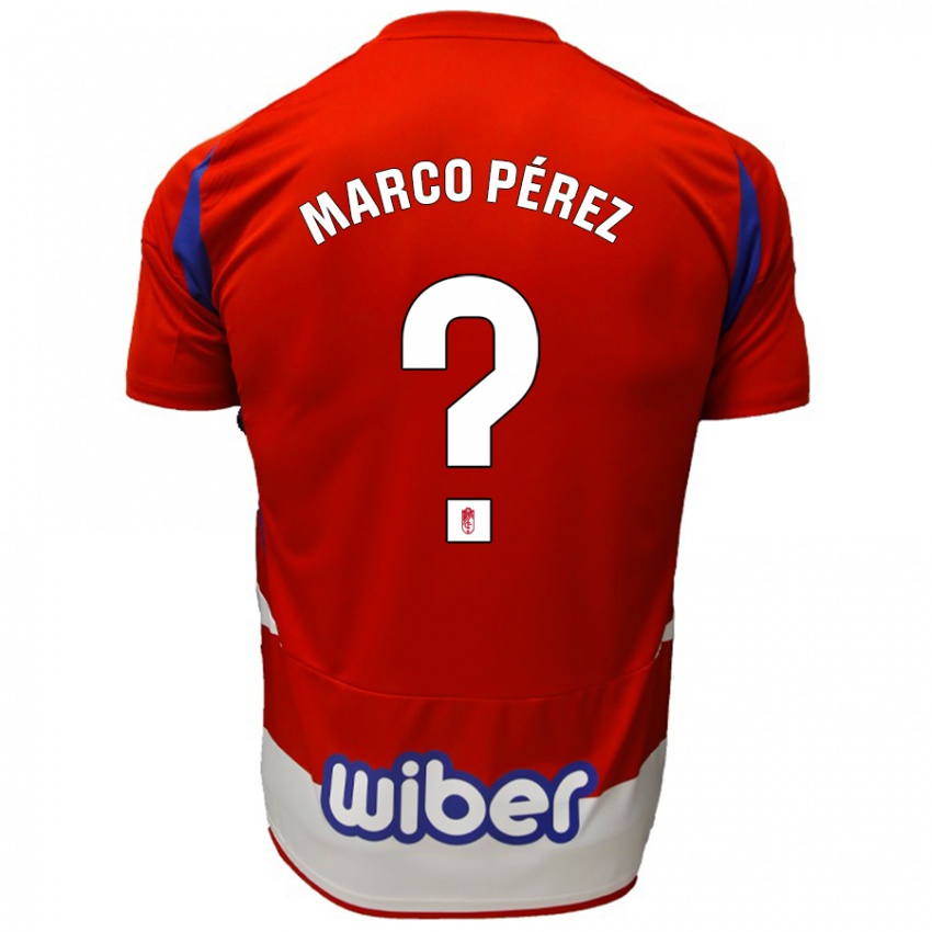 Niño Camiseta Marco Pérez #0 Rojo Blanco Azul 1ª Equipación 2024/25 La Camisa Chile