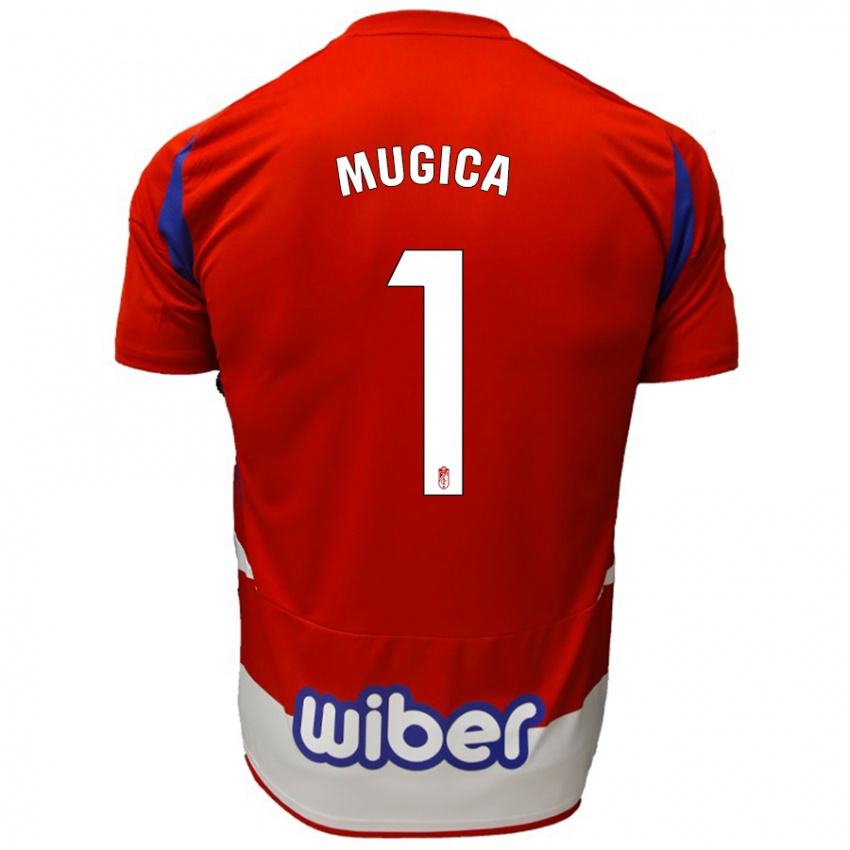 Niño Camiseta Juan Múgica #1 Rojo Blanco Azul 1ª Equipación 2024/25 La Camisa Chile