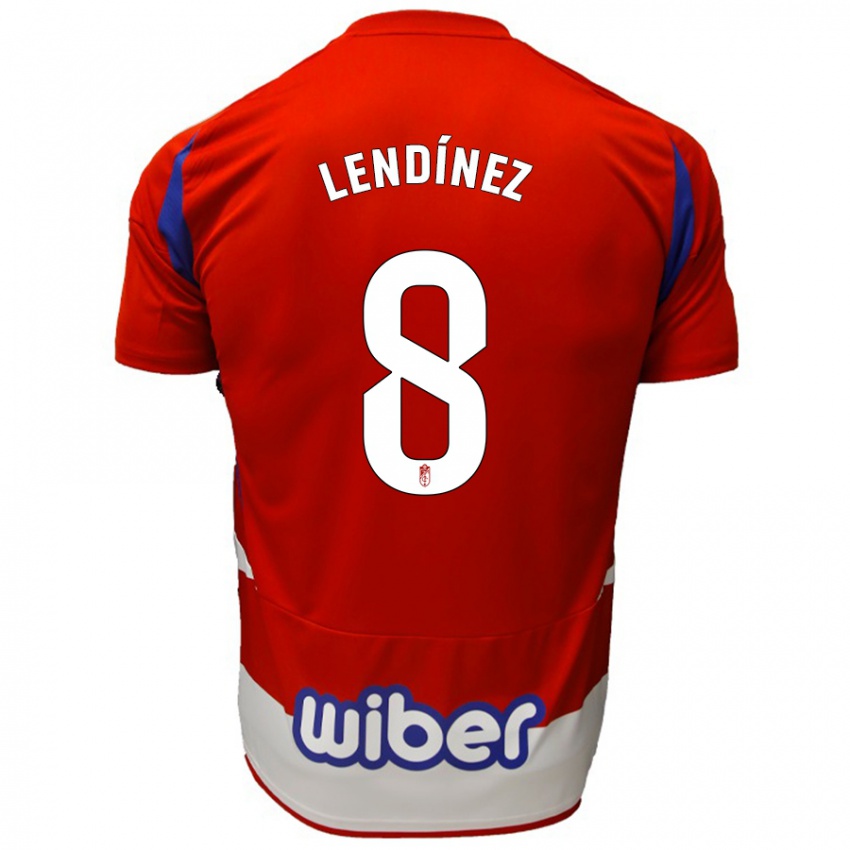 Niño Camiseta Juanma Lendínez #8 Rojo Blanco Azul 1ª Equipación 2024/25 La Camisa Chile