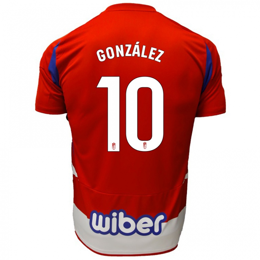 Niño Camiseta Mario González #10 Rojo Blanco Azul 1ª Equipación 2024/25 La Camisa Chile