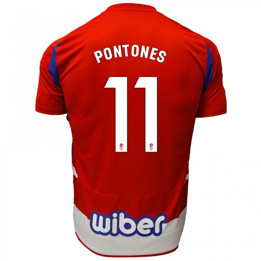 Niño Camiseta Juan Carlos Pontones #11 Rojo Blanco Azul 1ª Equipación 2024/25 La Camisa Chile