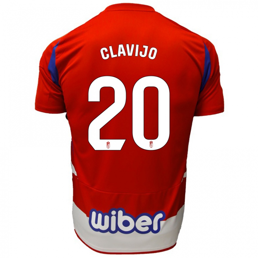 Niño Camiseta Dani Clavijo #20 Rojo Blanco Azul 1ª Equipación 2024/25 La Camisa Chile