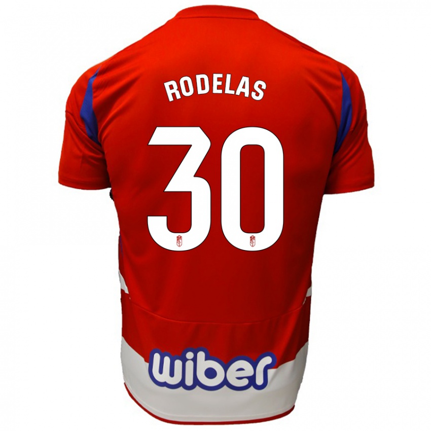 Niño Camiseta Sergio Rodelas #30 Rojo Blanco Azul 1ª Equipación 2024/25 La Camisa Chile