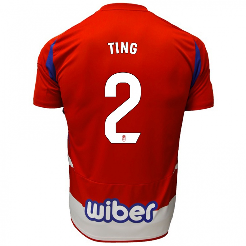 Niño Camiseta Xie Ting #2 Rojo Blanco Azul 1ª Equipación 2024/25 La Camisa Chile