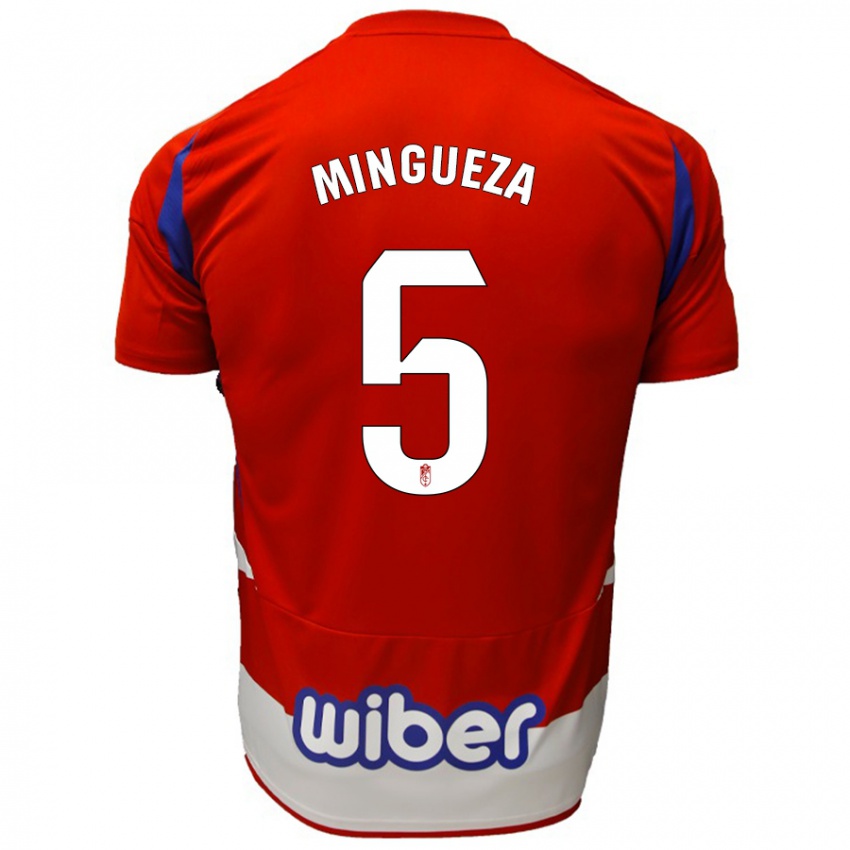 Niño Camiseta Ariadna Mingueza #5 Rojo Blanco Azul 1ª Equipación 2024/25 La Camisa Chile