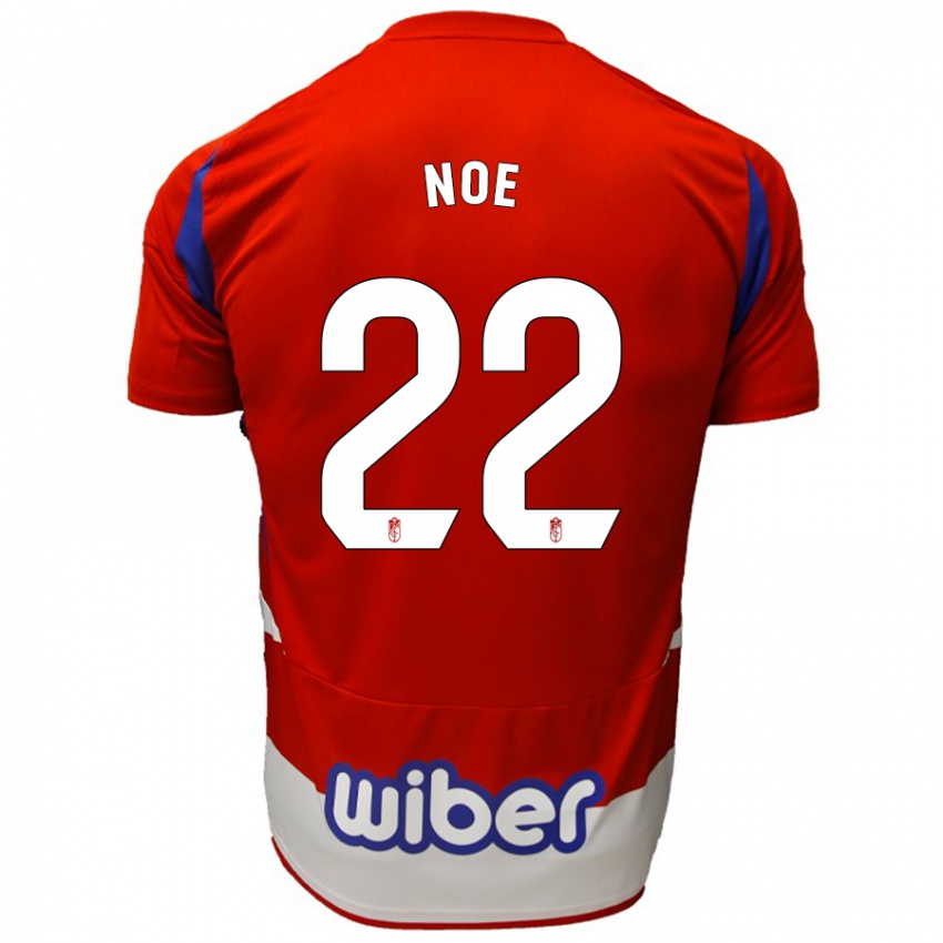 Niño Camiseta Noe #22 Rojo Blanco Azul 1ª Equipación 2024/25 La Camisa Chile