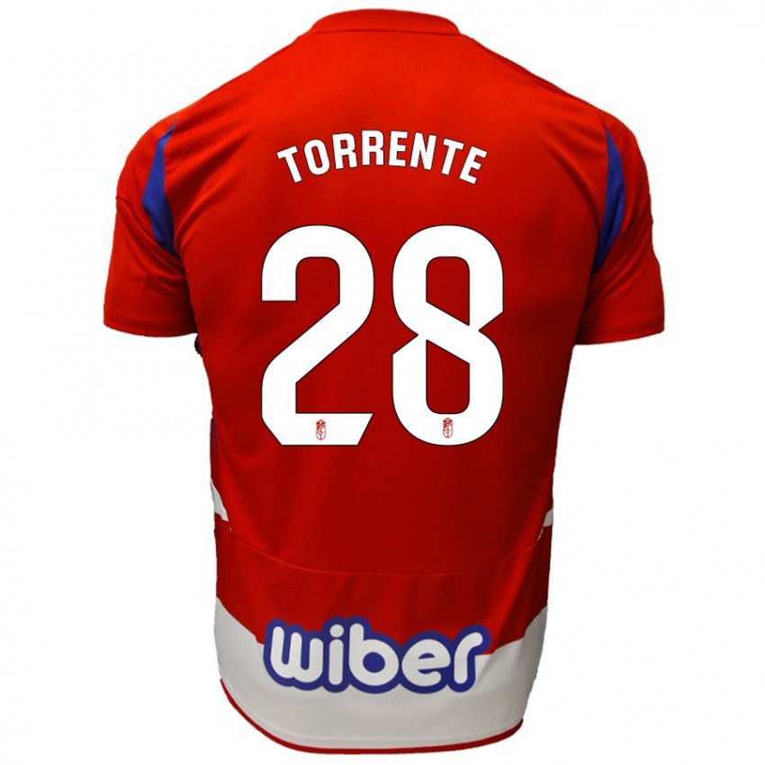 Niño Camiseta Raúl Torrente #28 Rojo Blanco Azul 1ª Equipación 2024/25 La Camisa Chile