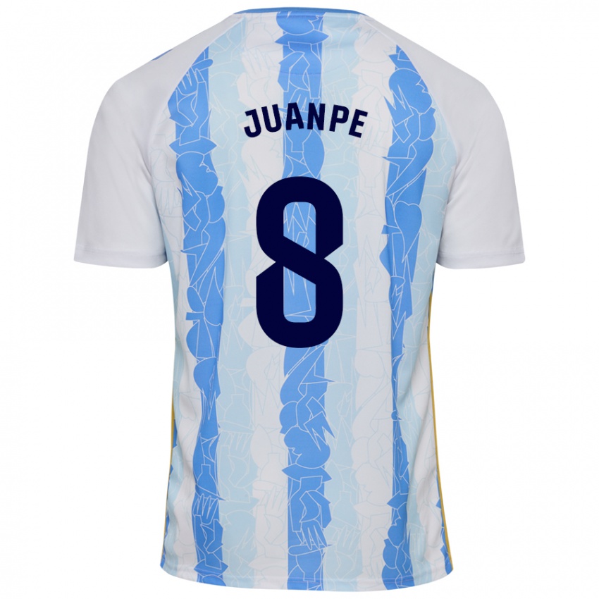 Niño Camiseta Juanpe #8 Blanco Azul 1ª Equipación 2024/25 La Camisa Chile