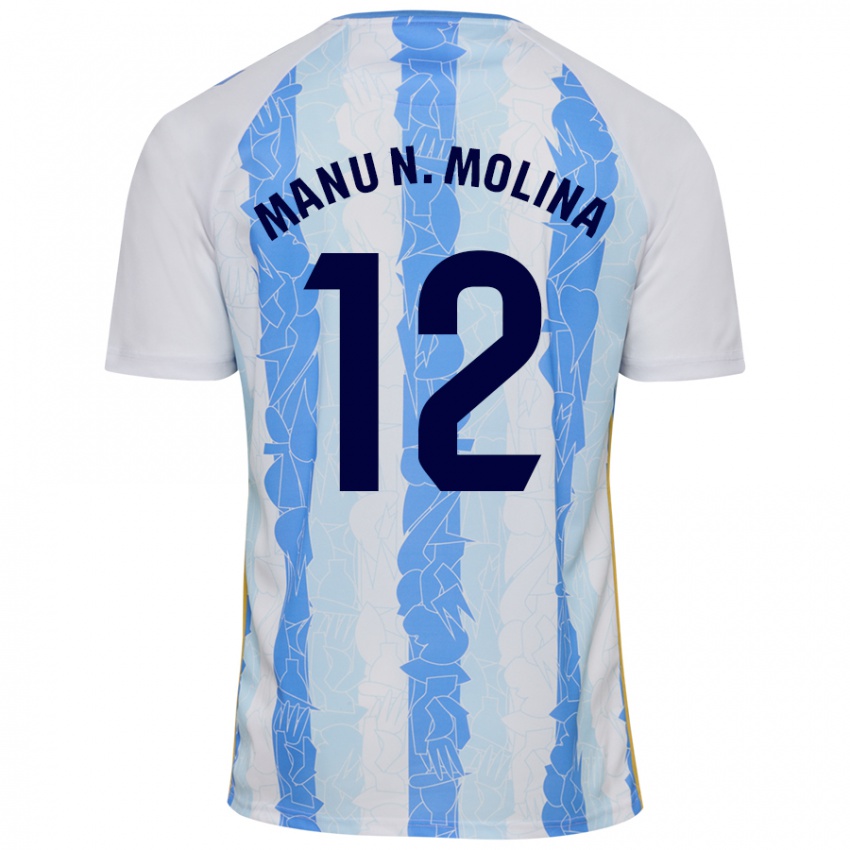 Niño Camiseta Manu Molina #12 Blanco Azul 1ª Equipación 2024/25 La Camisa Chile