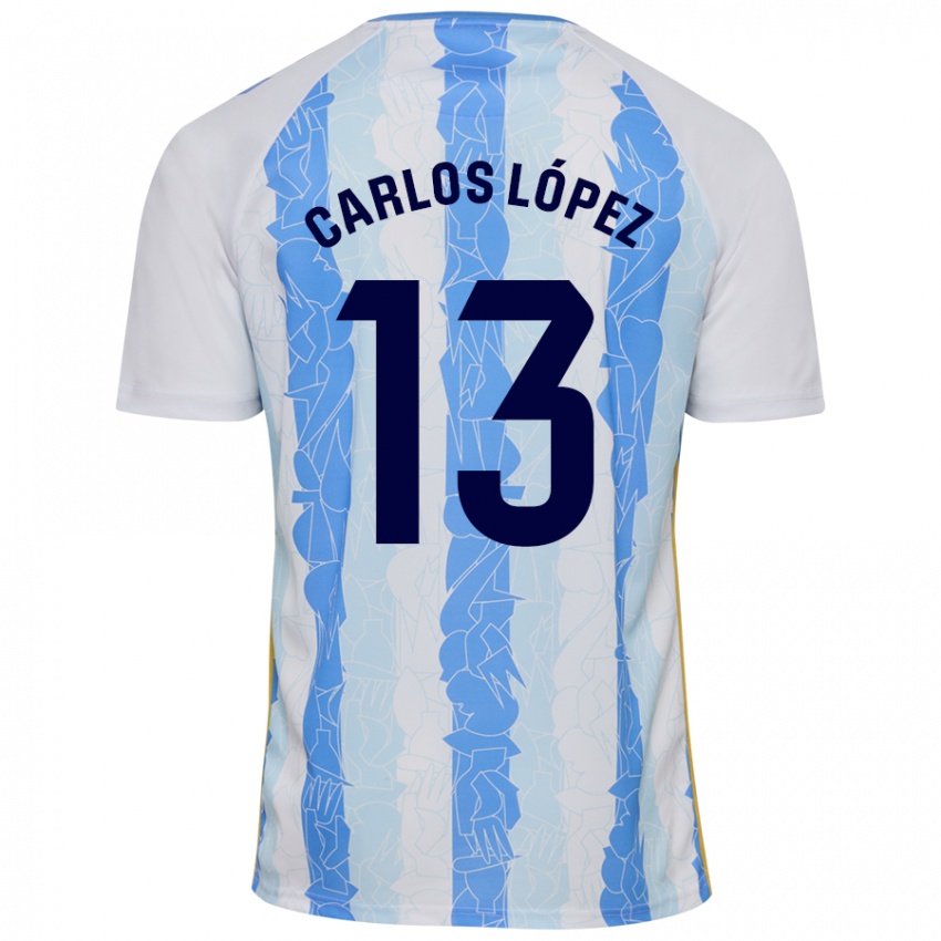 Niño Camiseta Carlos López #13 Blanco Azul 1ª Equipación 2024/25 La Camisa Chile