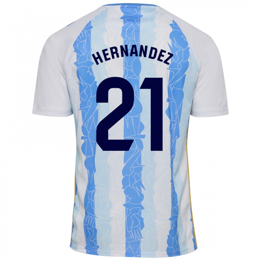 Niño Camiseta Juan Hernández #21 Blanco Azul 1ª Equipación 2024/25 La Camisa Chile