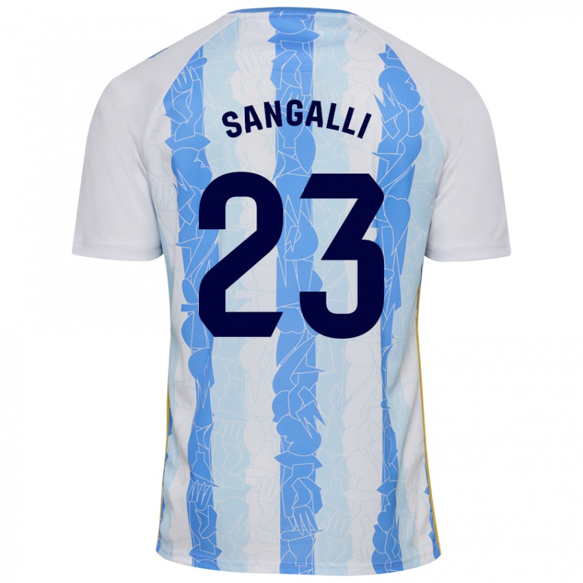 Niño Camiseta Luca Sangalli #23 Blanco Azul 1ª Equipación 2024/25 La Camisa Chile