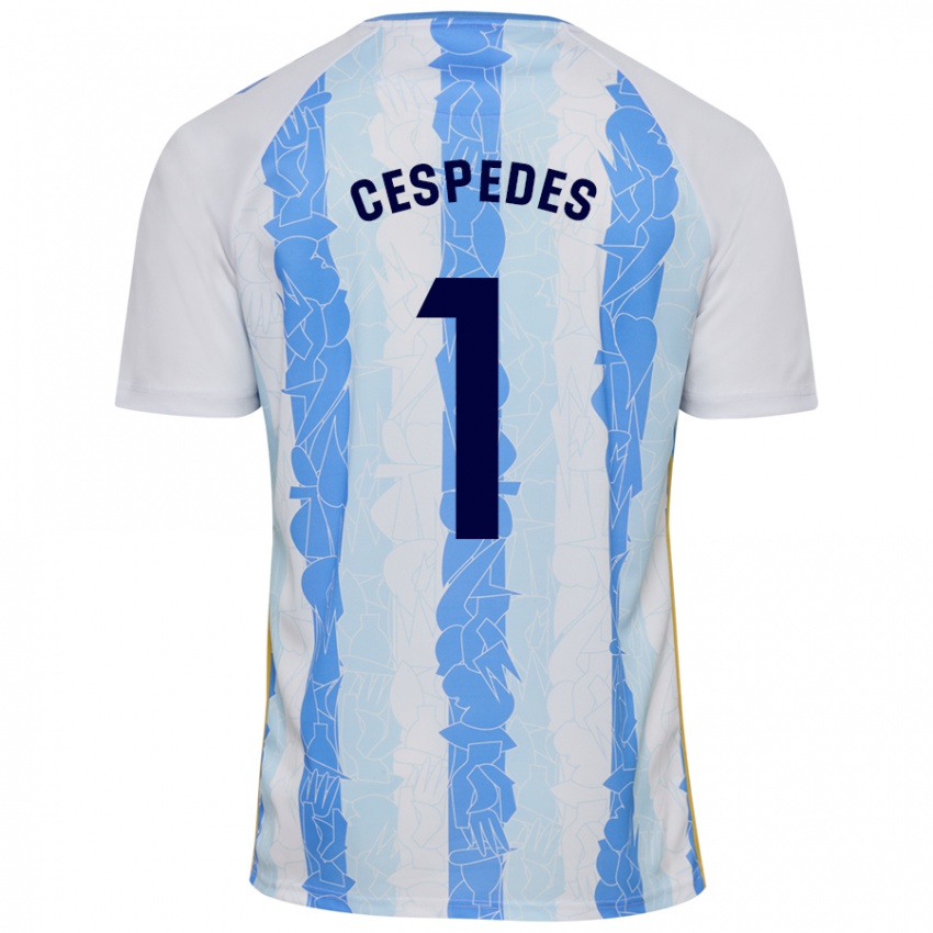 Niño Camiseta Andrés Céspedes #1 Blanco Azul 1ª Equipación 2024/25 La Camisa Chile