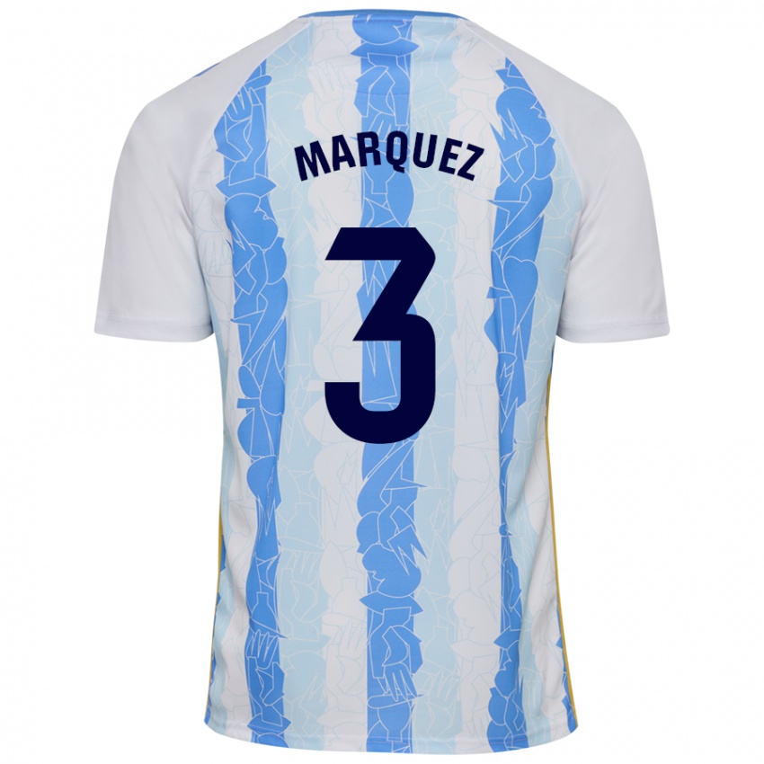 Niño Camiseta David Márquez #3 Blanco Azul 1ª Equipación 2024/25 La Camisa Chile