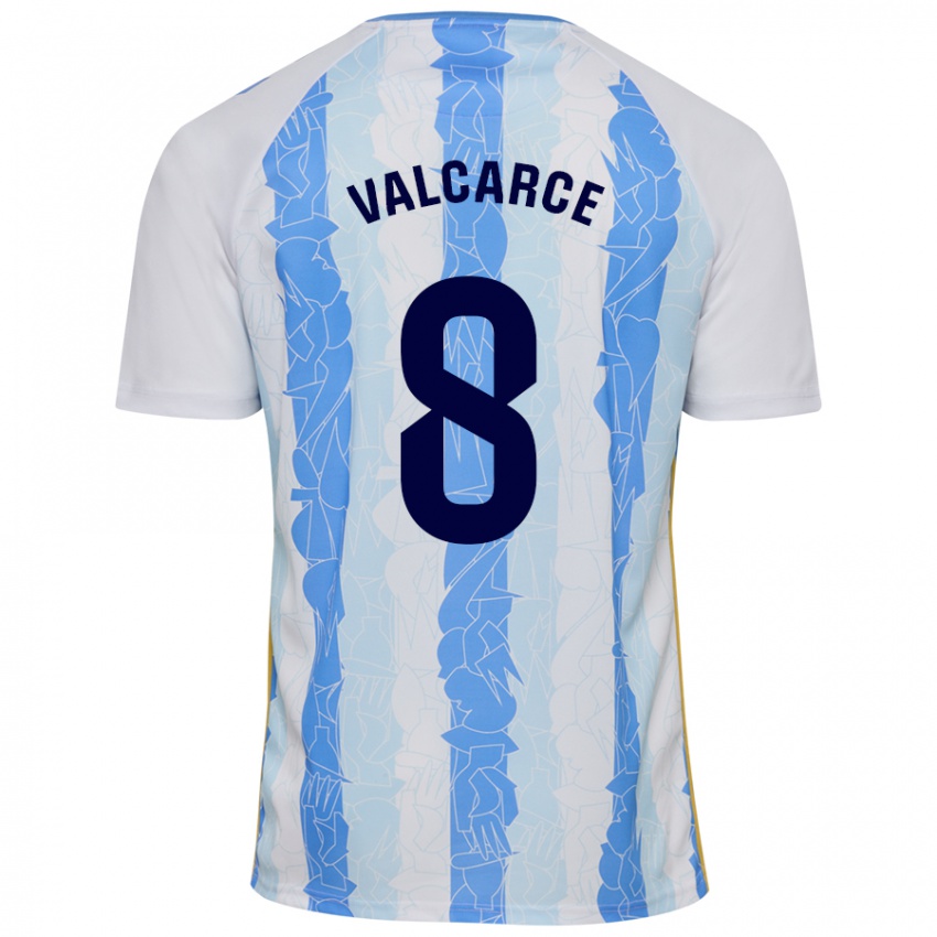 Niño Camiseta Alejandro Valcarce #8 Blanco Azul 1ª Equipación 2024/25 La Camisa Chile