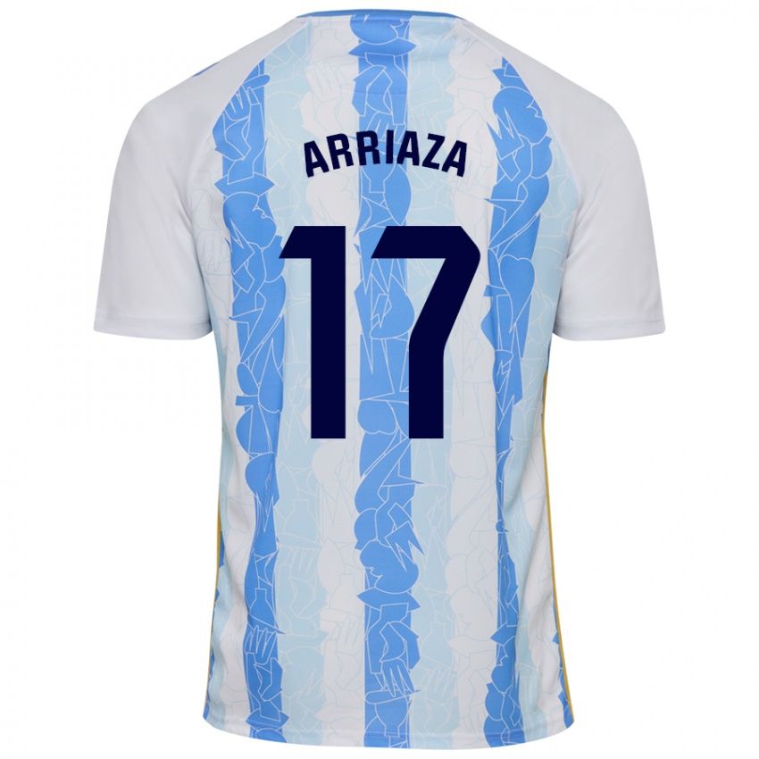 Niño Camiseta Pablo Arriaza #17 Blanco Azul 1ª Equipación 2024/25 La Camisa Chile