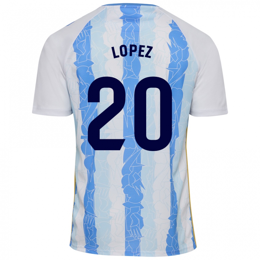 Niño Camiseta Adri López #20 Blanco Azul 1ª Equipación 2024/25 La Camisa Chile