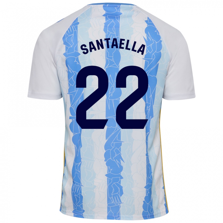 Niño Camiseta Miguel Ángel Santaella #22 Blanco Azul 1ª Equipación 2024/25 La Camisa Chile