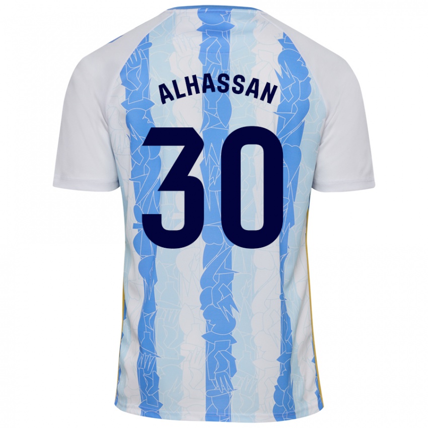 Niño Camiseta Mubarak Alhassan #30 Blanco Azul 1ª Equipación 2024/25 La Camisa Chile