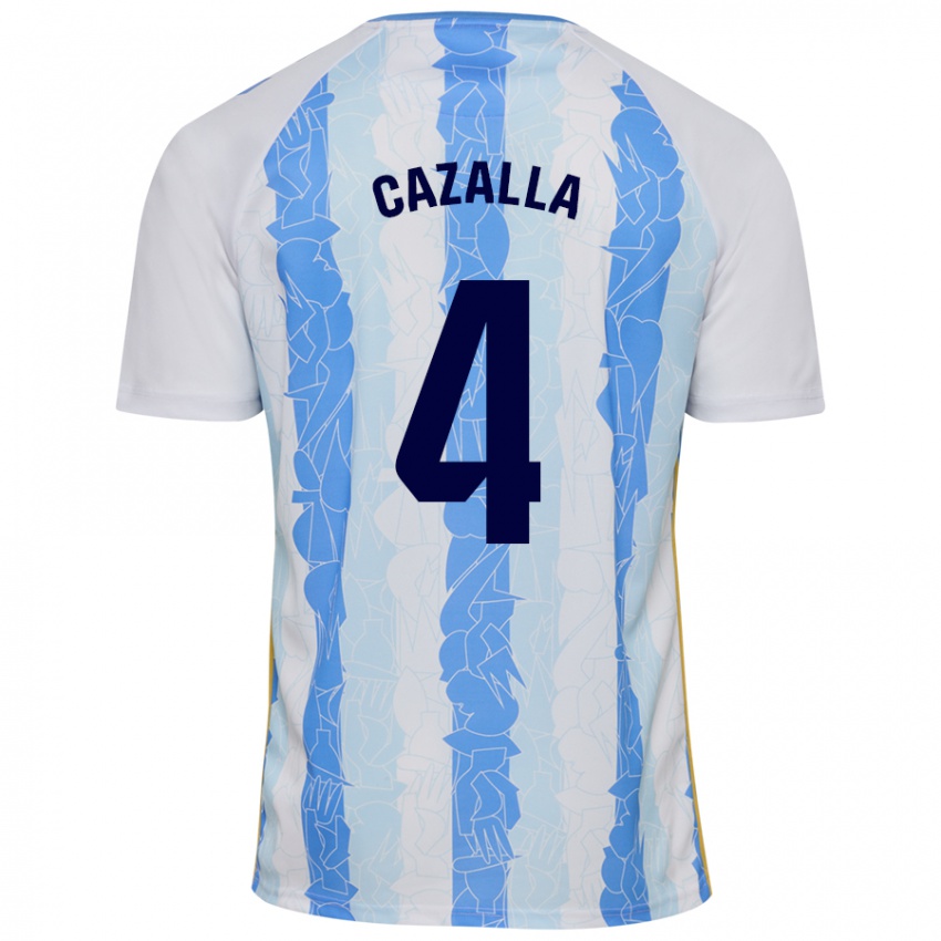 Niño Camiseta Marta Cazalla #4 Blanco Azul 1ª Equipación 2024/25 La Camisa Chile