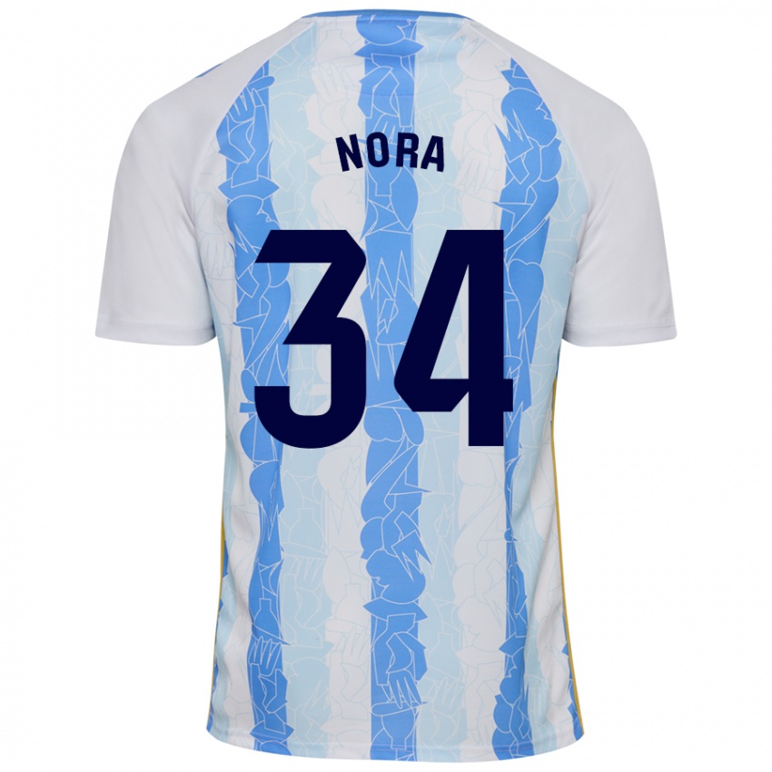 Niño Camiseta Nora #34 Blanco Azul 1ª Equipación 2024/25 La Camisa Chile