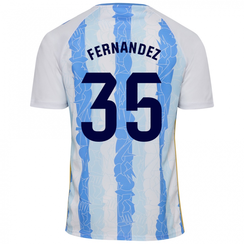 Niño Camiseta Inés Fernández #35 Blanco Azul 1ª Equipación 2024/25 La Camisa Chile