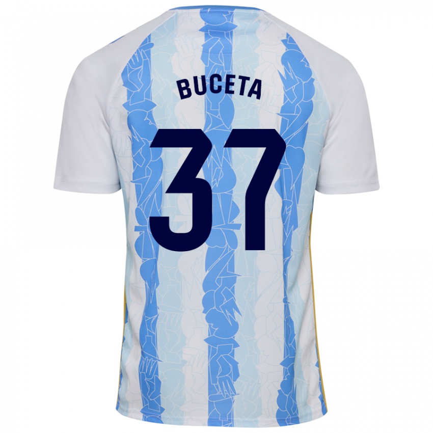 Niño Camiseta Ana Buceta #37 Blanco Azul 1ª Equipación 2024/25 La Camisa Chile