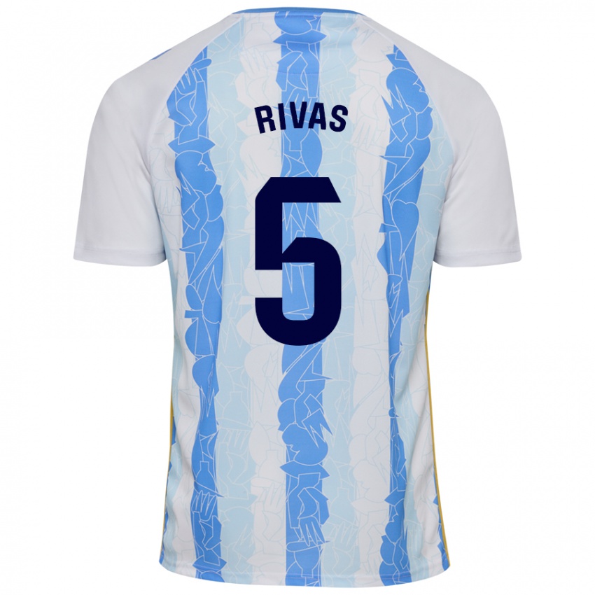 Niño Camiseta Juande Rivas #5 Blanco Azul 1ª Equipación 2024/25 La Camisa Chile