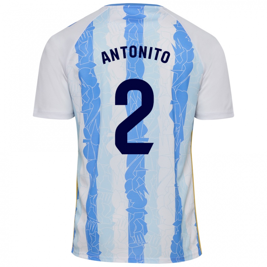 Niño Camiseta Antoñito #2 Blanco Azul 1ª Equipación 2024/25 La Camisa Chile