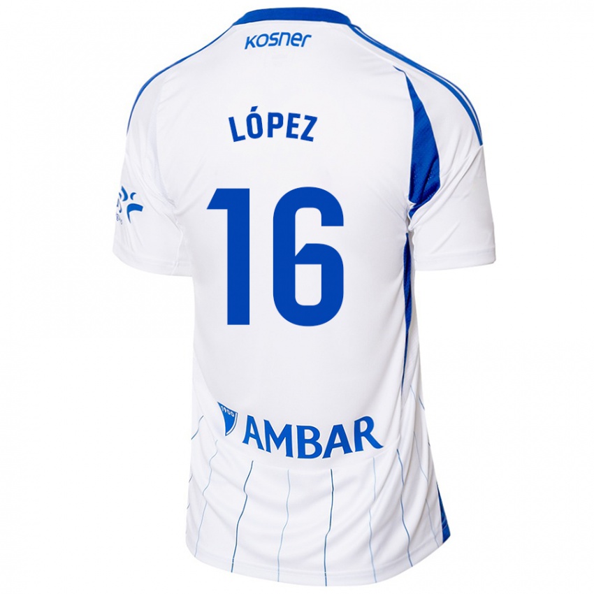 Niño Camiseta Juan López #16 Rojo Blanco 1ª Equipación 2024/25 La Camisa Chile