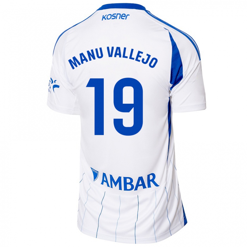 Niño Camiseta Manu Vallejo #19 Rojo Blanco 1ª Equipación 2024/25 La Camisa Chile