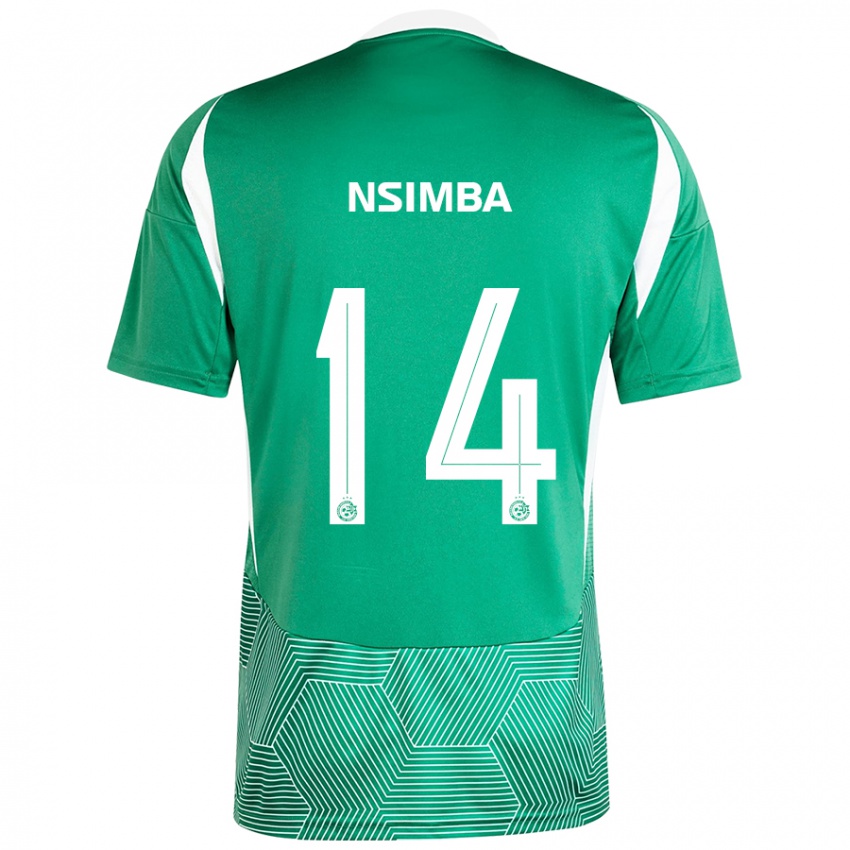 Niño Camiseta Vital Nsimba #14 Verde Blanco 1ª Equipación 2024/25 La Camisa Chile