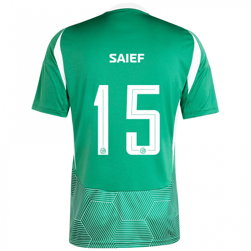 Niño Camiseta Kenny Saief #15 Verde Blanco 1ª Equipación 2024/25 La Camisa Chile