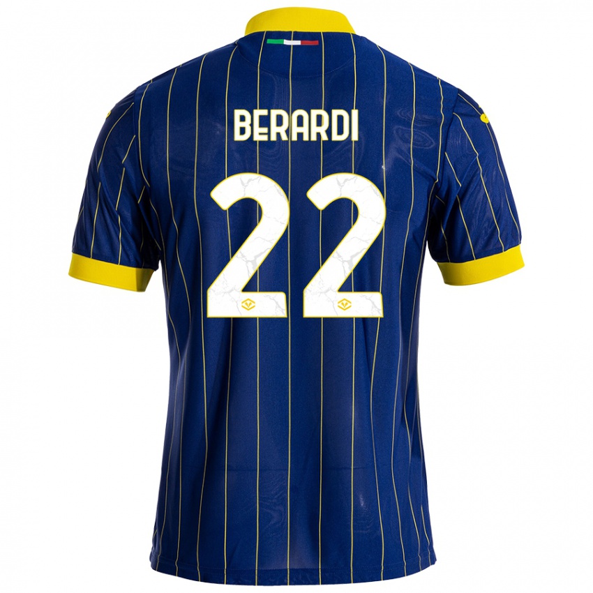 Niño Camiseta Alessandro Berardi #22 Azul Amarillo 1ª Equipación 2024/25 La Camisa Chile