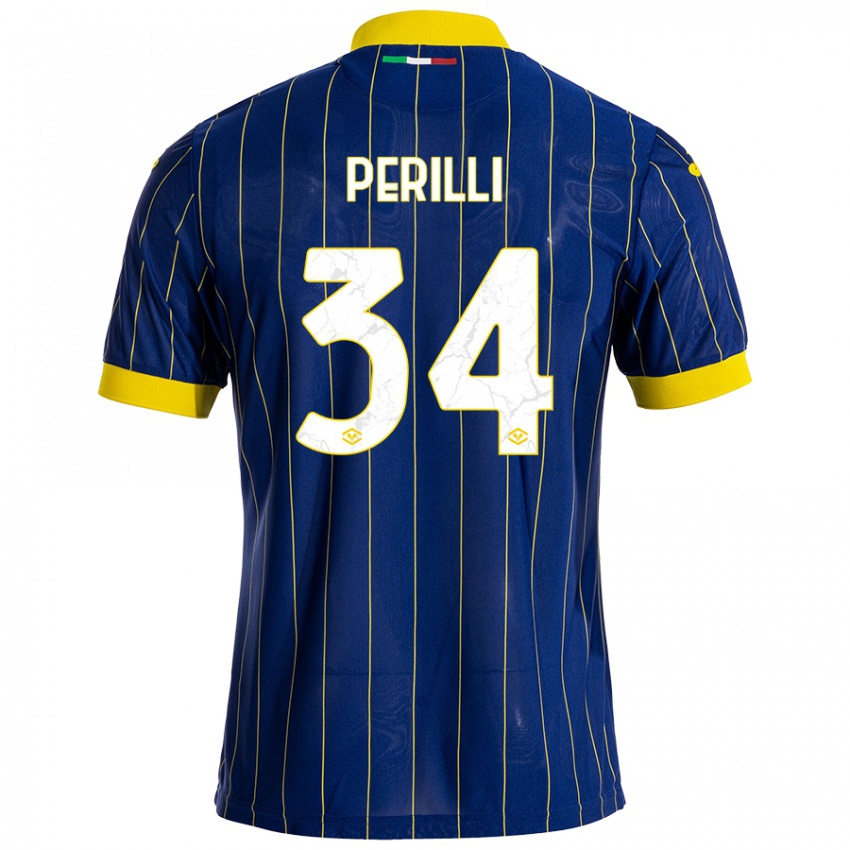 Niño Camiseta Simone Perilli #34 Azul Amarillo 1ª Equipación 2024/25 La Camisa Chile