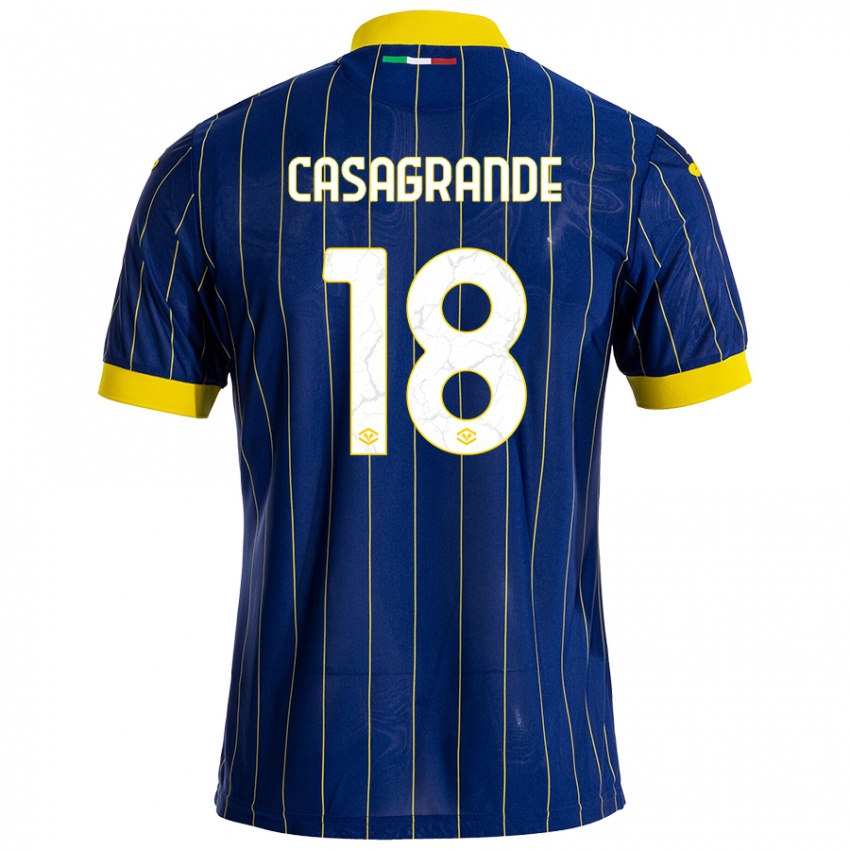 Niño Camiseta Davide Casagrande #18 Azul Amarillo 1ª Equipación 2024/25 La Camisa Chile