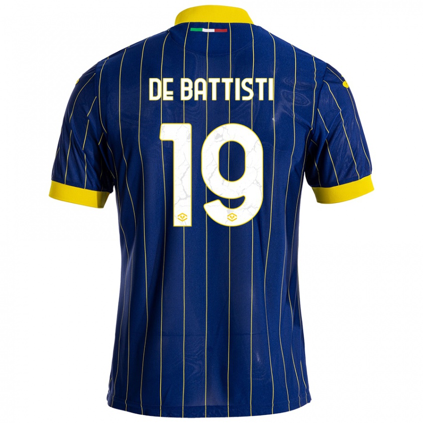 Niño Camiseta Davide De Battisti #19 Azul Amarillo 1ª Equipación 2024/25 La Camisa Chile