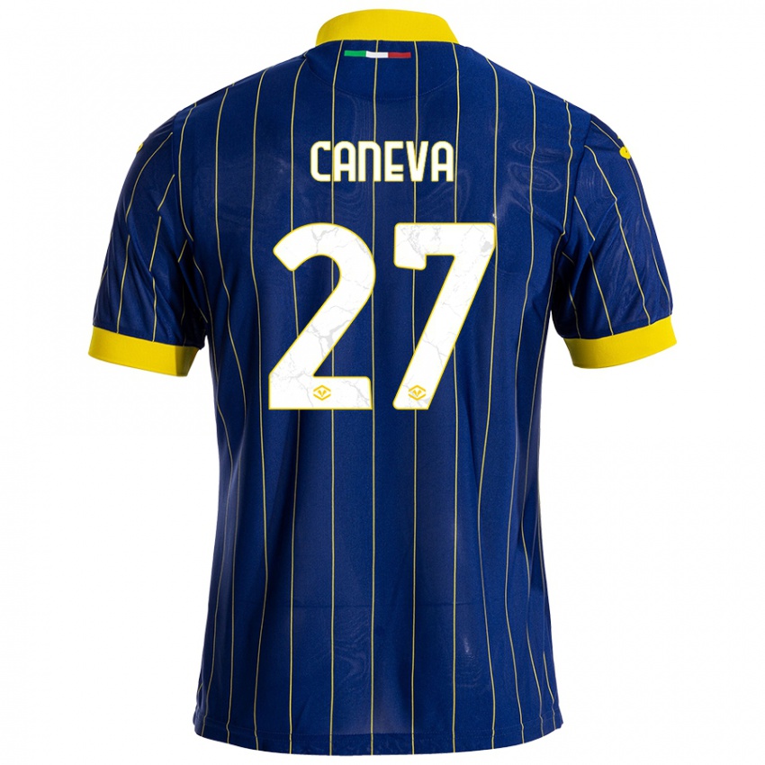 Niño Camiseta Elia Caneva #27 Azul Amarillo 1ª Equipación 2024/25 La Camisa Chile