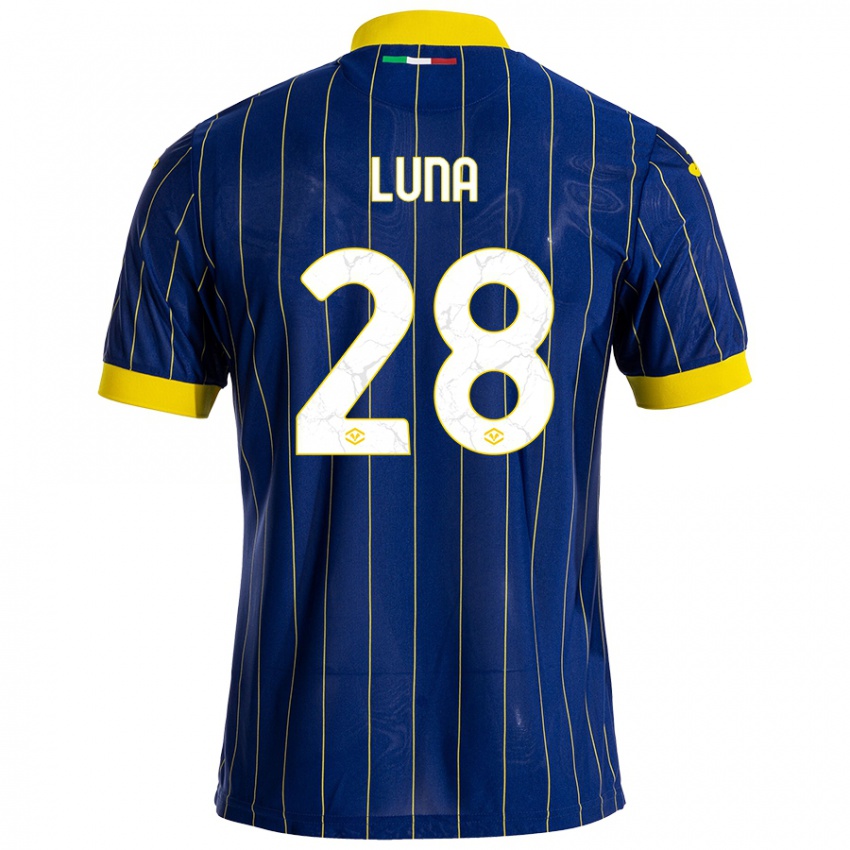 Niño Camiseta Agustín Luna #28 Azul Amarillo 1ª Equipación 2024/25 La Camisa Chile