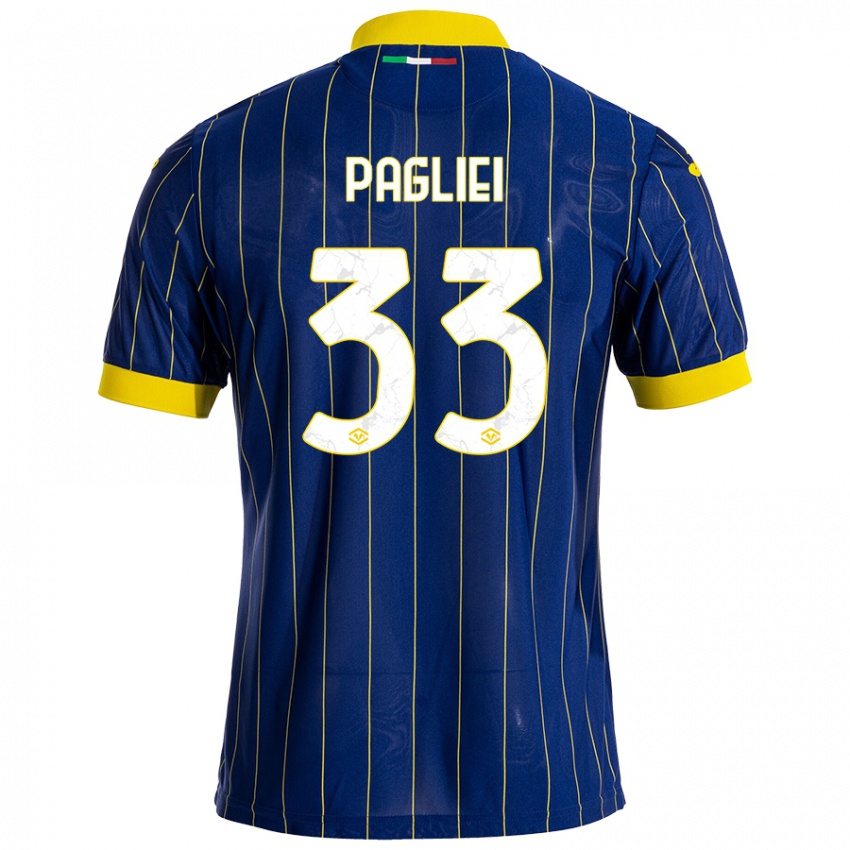 Niño Camiseta Matteo Pagliei #33 Azul Amarillo 1ª Equipación 2024/25 La Camisa Chile