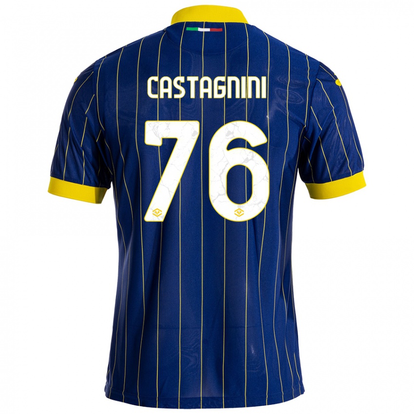 Niño Camiseta Mirko Castagnini #76 Azul Amarillo 1ª Equipación 2024/25 La Camisa Chile