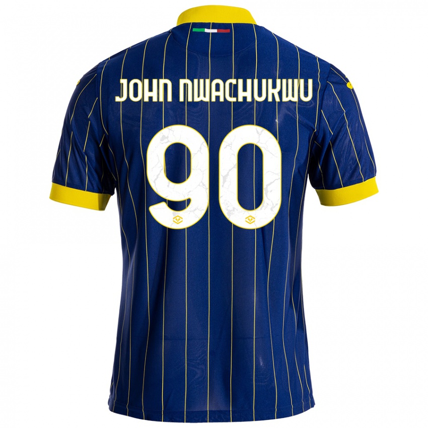 Niño Camiseta Samuel John Nwachukwu #90 Azul Amarillo 1ª Equipación 2024/25 La Camisa Chile