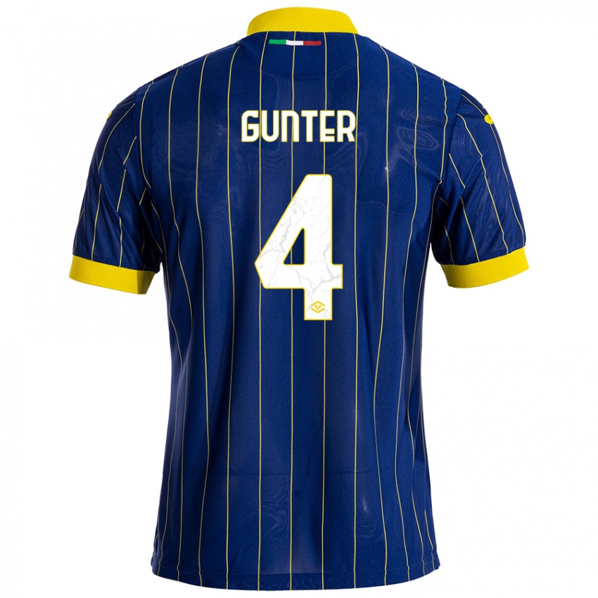 Niño Camiseta Koray Günter #4 Azul Amarillo 1ª Equipación 2024/25 La Camisa Chile