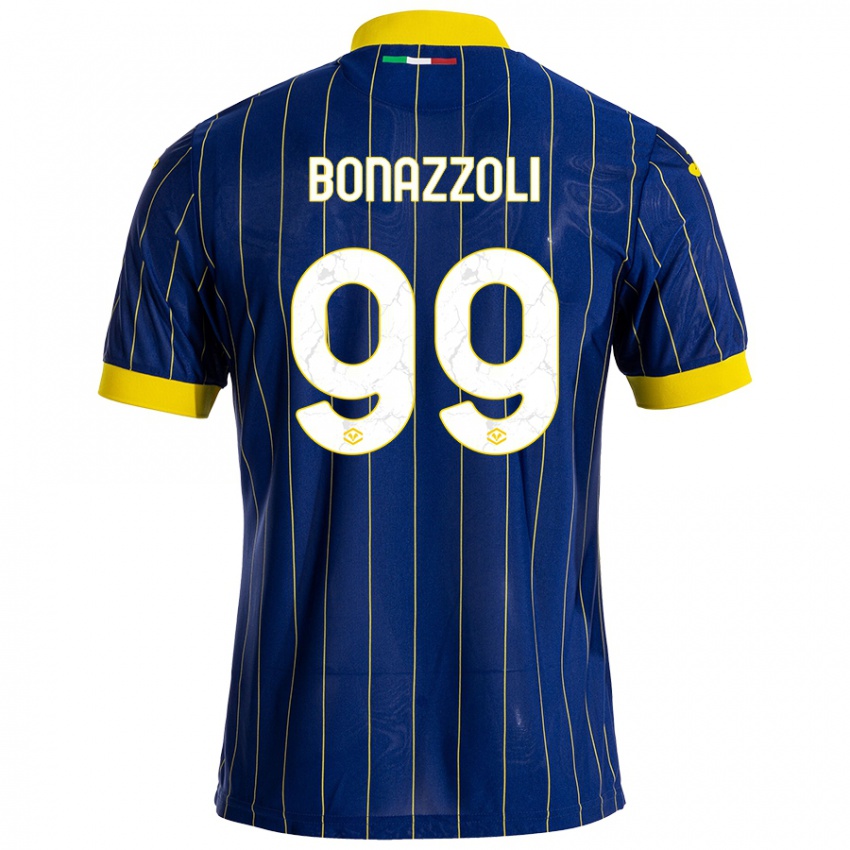 Niño Camiseta Federico Bonazzoli #99 Azul Amarillo 1ª Equipación 2024/25 La Camisa Chile