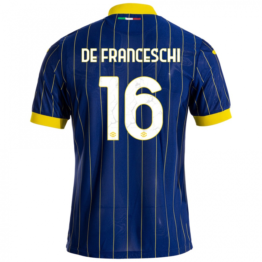 Niño Camiseta Edoardo De Franceschi #16 Azul Amarillo 1ª Equipación 2024/25 La Camisa Chile